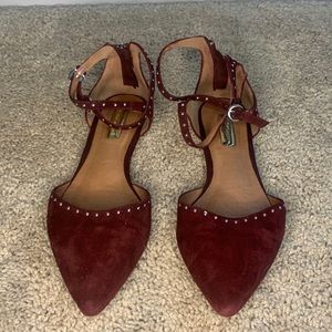 Burgundy Suede Flats